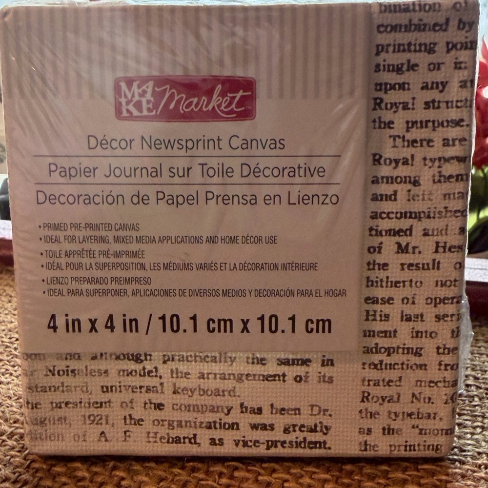 Make Market Décor Newsprint Canvas - Neutral Newsprint Pattern